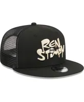 Men's New Era Black The Ren & Stimpy Show Trucker 9FIFTY Snapback Hat