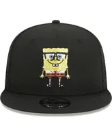 Men's New Era Black SpongeBob SquarePants Glasses Mesh Trucker 9FIFTY Snapback Hat