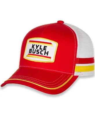 Men's Joe Gibbs Racing Team Collection Red, White Kyle Busch Retro Stripe Snapback Adjustable Hat
