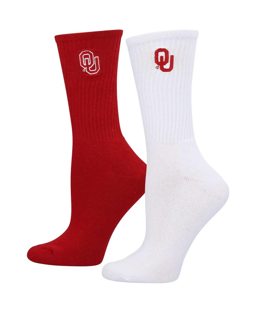 Women's ZooZatz Crimson, White Oklahoma Sooners 2-Pack Quarter-Length Socks