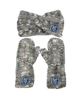 Women's ZooZatz Gray New York City Fc Marled Headband and Mittens Set