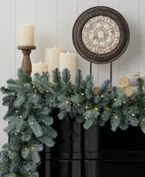 Seasonal Spruce 9' Pre-Lit Pe Mixed Pvc Garland, 258 Tips, 50 Warm Led with Battery Operated