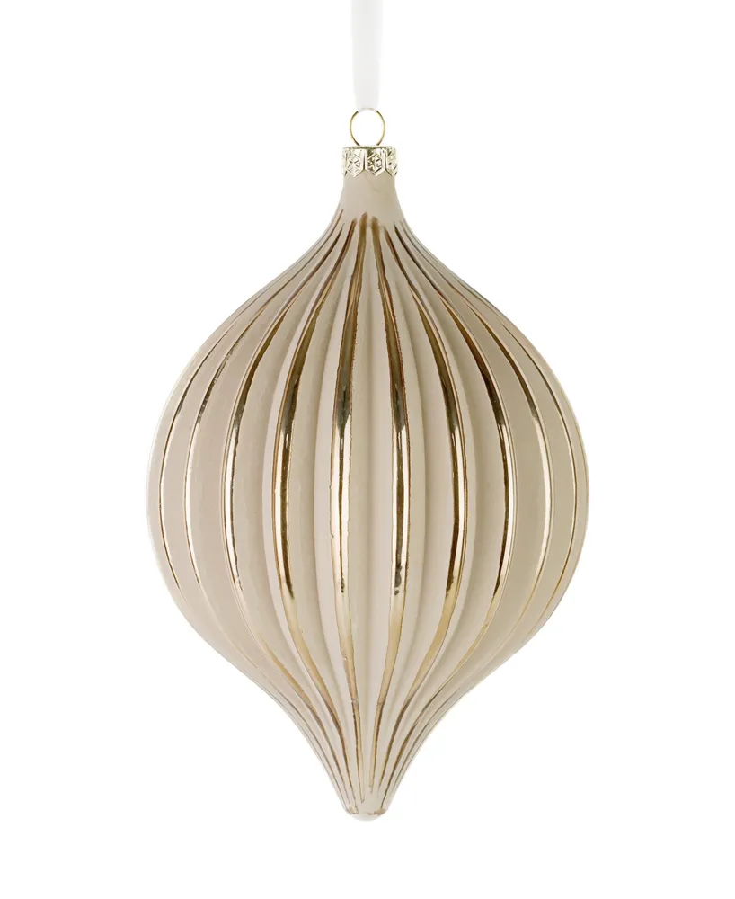 Seasonal Gesso Onion Glass Ornament 120 Millimeter, Set of 3