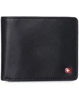 Alpine Swiss Men's Leather Rfid Bifold Wallet 2 Id Windows Divided Bill Section
