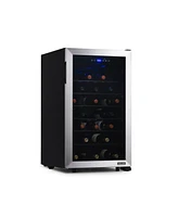 Newair 20” Wine Refrigerator – 50 Bottle Wine Cooler, Single Zone Freestanding Wine Fridge in Stainless Steel, Wine Chiller with Adjusta