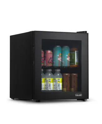 Newair 60 Can Beverage Fridge with Glass Door, Small Freestanding Mini Fridge in Black, Perfect for Beer, Snacks or Soda