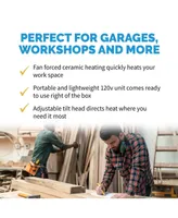 New air Portable Ceramic 120v Electric Garage Heater, 160 sq. ft with Adjustable Tilt Head, Perfect for Garages, Workshops and More