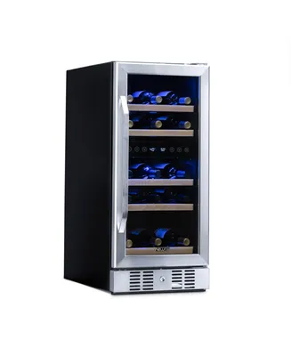 Newair 15" Built-in 29 Bottle Dual Zone Compressor Wine Fridge in Stainless Steel, Quiet Operation with Beech Wood Shelves