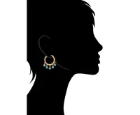 Rivka Friedman Turquoise Crystal Dangle Hoop Earrings