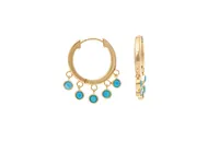 Rivka Friedman Turquoise Crystal Dangle Hoop Earrings