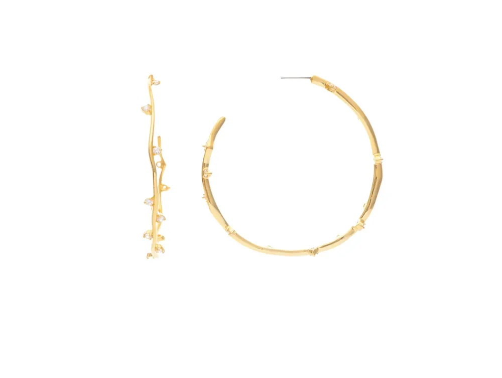 Rivka Friedman Scattered Cubic Zirconia 3/4 Hoop Earrings