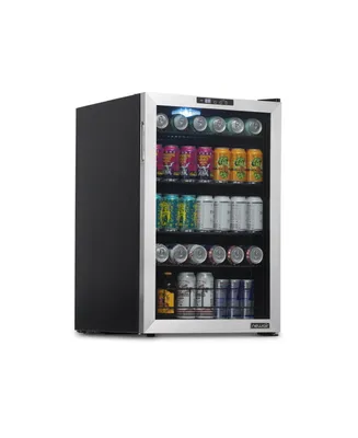 Newair 160 Can Freestanding Beverage Fridge in Stainless Steel with Split Shelf and Precision Digital Thermostat