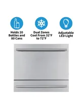 Newair 24" Built-in 20 Bottle and 80 Can Dual Drawer Indoor/Outdoor Wine and Beverage Fridge in Weatherproof Stainless Steel with Easy Glide Casters