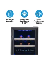 Newair Freestanding 28 Bottle Dual Zone Compressor Wine Fridge in Stainless Steel, Adjustable Racks and Exterior Digital Thermostat
