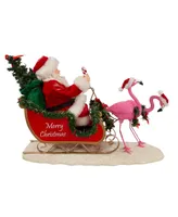 Kurt Adler 10" Fabriche Flamingos Pulling Santa Sleigh