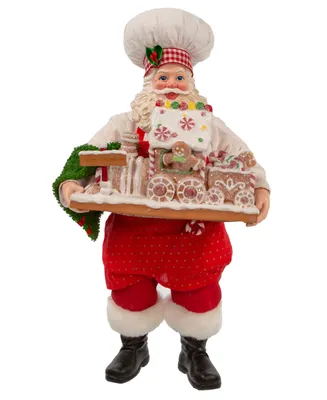 Kurt Adler 11" Fabriche Santa with Gingerbread Train