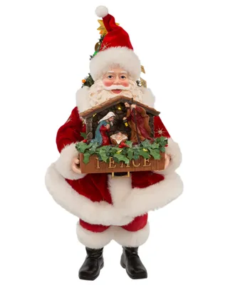 Kurt Adler 13" Fabriche Battery-Operated Led Santa with Nativity Set