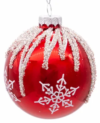 Kurt Adler 80mm Snowflake Ball Ornaments, 6 Piece Set