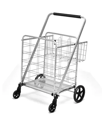 Heavy Duty Folding Utility Shopping Double Cart