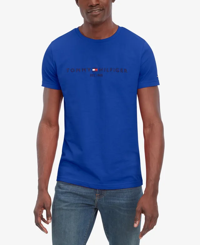 Mall Tommy Slim-Fit Hawthorn Crewneck Hilfiger | Logo Embroidered T-Shirt Men\'s