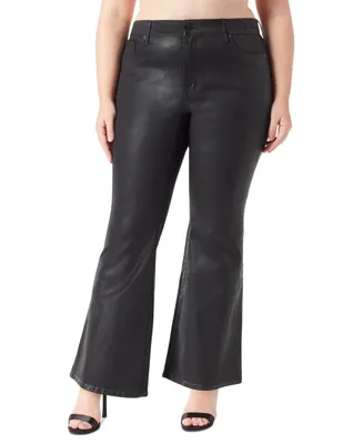 Jessica Simpson Trendy Plus Size Charmed Coated Flare Pants