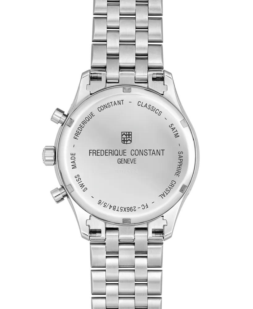 Frederique Constant Men's Swiss Chronograph Classics Stainless Steel Bracelet Watch 40mm - Silver