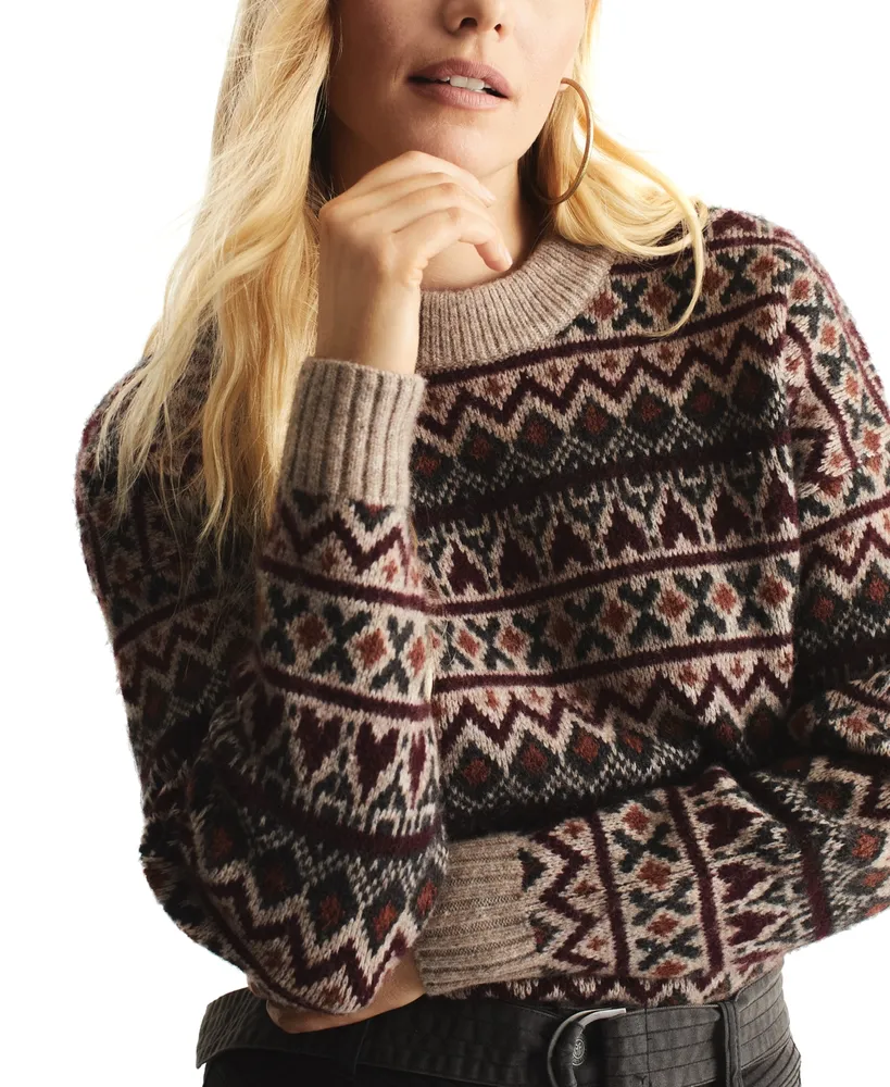 Frye Women's Fair-Isle Print Relaxed-Fit Pullover Sweater