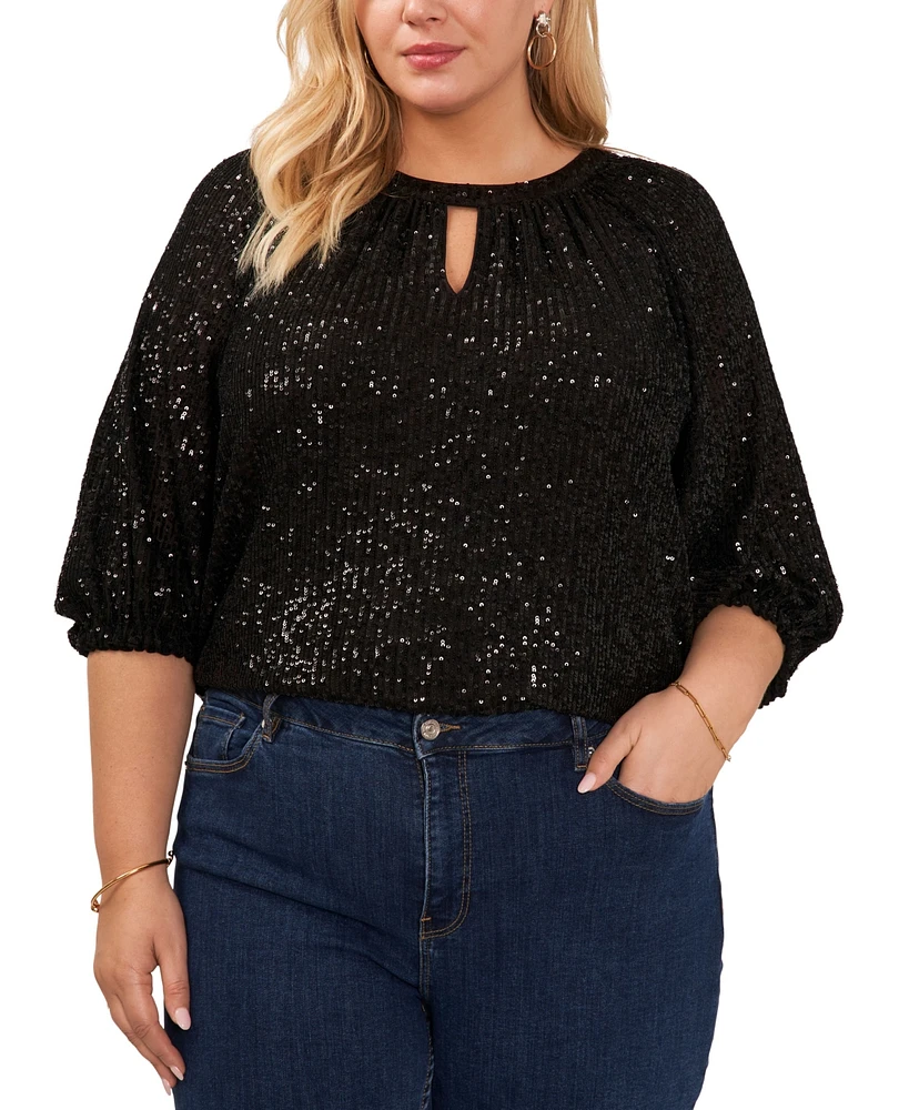 Vince Camuto Plus Sequined Dolman-Sleeve Top