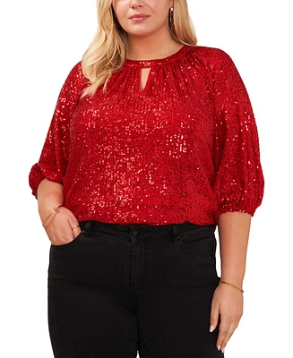 Vince Camuto Plus Size Sequined Dolman-Sleeve Top