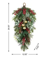 Glitzhome 26" H Berry, Pinecone and Bell Teardrop