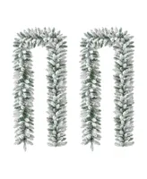 Glitzhome 2 Pack 6' Pre-Lit Snow Flocked Christmas Garl and, with 35 Warm White light-emitting diode Lights and Timer