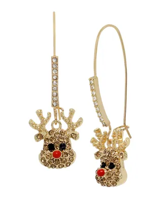 Betsey Johnson Faux Stone Reindeer Dangle Earrings