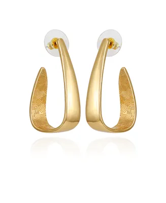 T Tahari Gold-Tone Long Open C Hoop Earrings