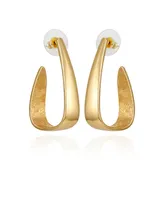 T Tahari Gold-Tone Long Open C Hoop Earrings