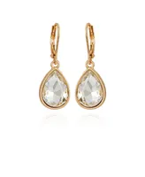 T Tahari Gold-Tone Pear Shaped Dark Glass Stone Drop Earrings