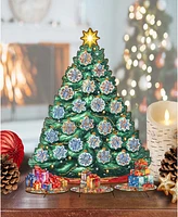 Designocracy Advent Calendar Themed Wooden Christmas Tree with Ornaments Set of 28 G. DeBrekht