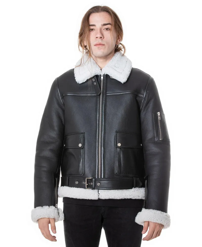 Men's Shearling Belted Pilot Jacket