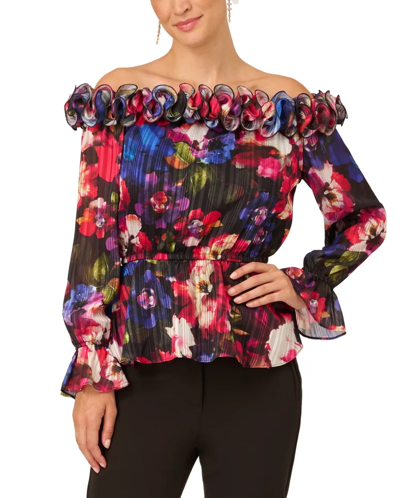 Adrianna Papell Women's Ruffled Off-The-Shoulder Top