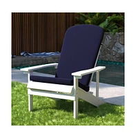 Merrick Lane Riviera Set Of 2 Indoor/Outdoor High Back Adirondack Chair Cushions With Elastic Strap And Water Resistant Covers