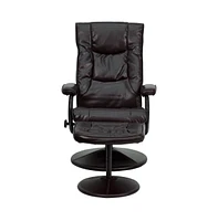 Contemporary Multi-Position Recliner & Ottoman W/ Wrapped Base