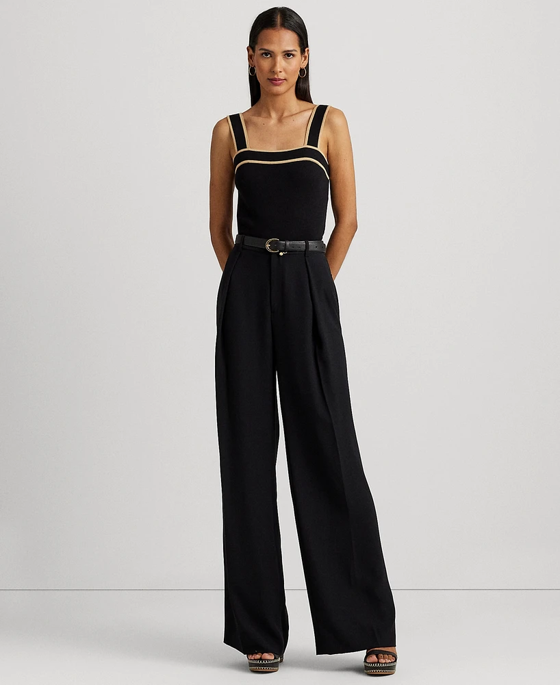 Lauren Ralph Women's Double-Faced Georgette Wide-Leg Pants, Regular & Petite