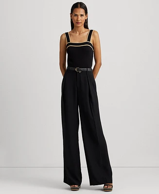 Lauren Ralph Women's Double-Faced Georgette Wide-Leg Pants, Regular & Petite