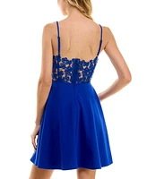 City Studios Juniors' Lace Back Fit & Flare Dress