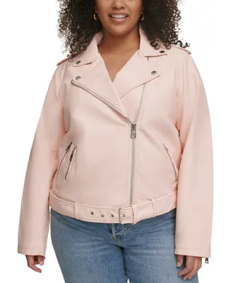 Levi's Plus Faux Leather Belted Motorcycle Jacket