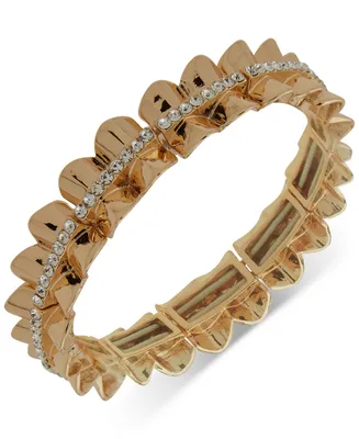 Anne Klein Gold-Tone Pave Scalloped Stretch Bracelet