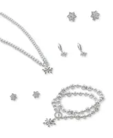 Anne Klein Silver-Tone Crystal & Imitation Pearl Snowflake Orbital Drop Earrings