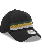 Men's New Era Black Green Bay Packers Flawless Stripe 39THIRTY Flex Hat