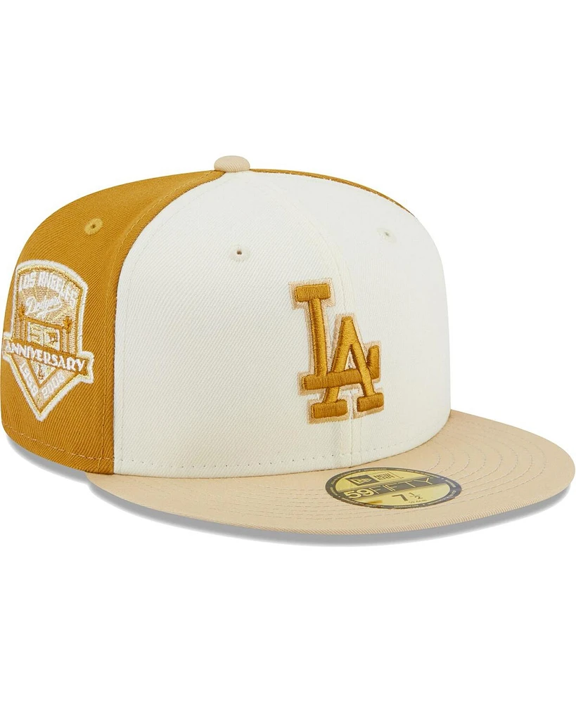 Men's New Era Cream, Gold Los Angeles Dodgers Chrome Anniversary 59FIFTY Fitted Hat