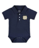 Newborn and Infant Boys Girls Navy Notre Dame Fighting Irish Lit Polo Bodysuit