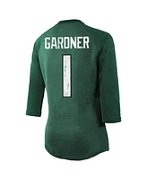 Women's Majestic Threads Ahmad Sauce Gardner Green New York Jets Player Name and Number Tri-Blend Raglan 3/4-Sleeve T-shirt